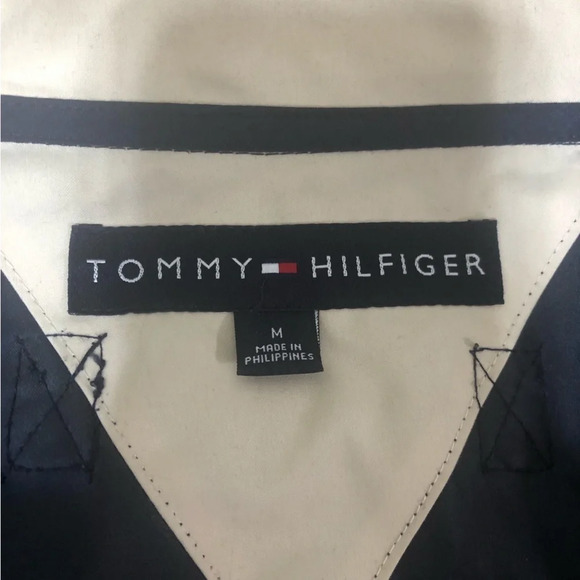 Tommy Hilfiger Men’s Jacket Blue Tan M Zipper Front Pockets Vent Holes - Picture 2 of 11
